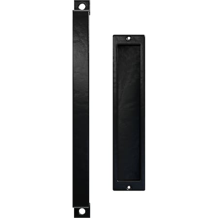 Ekena Millwork 16" Pull Handle & 12" Flush Pull for 2 1/4" Doors, Black GB6001PP51612BL
